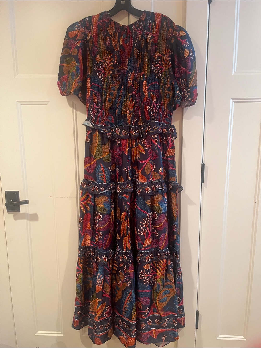 FARM Rio Navy Maxi Dress with Orange, Pink & Green Botanical Print - Picture 5 of 8